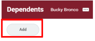 Add Dependents button on workday